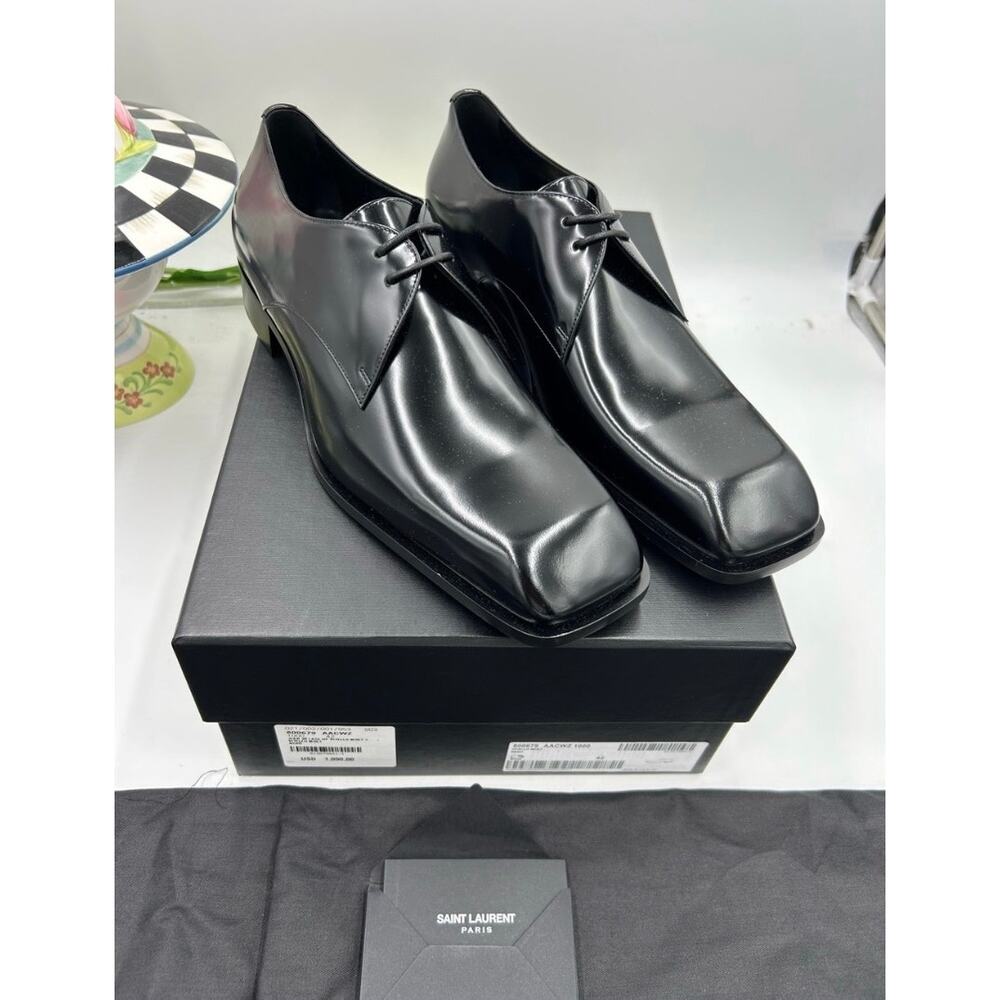 Men's Saint Laurent JEAN Leather, Derby shoes size 42/9 US made in Italy